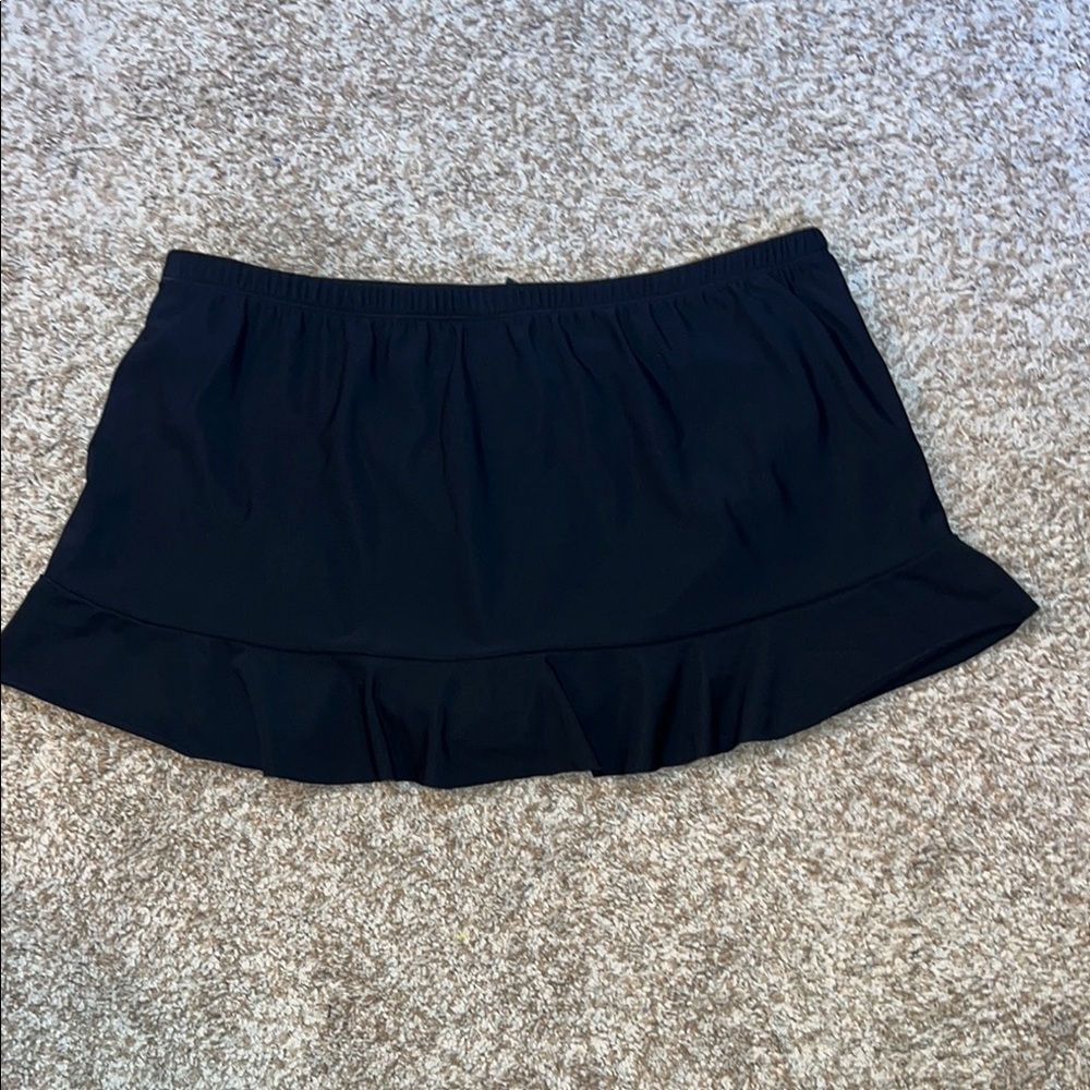 Aqua Green Black Ruffled Mini Skirt Resort Wear Size Large - Picture 5 of 9
